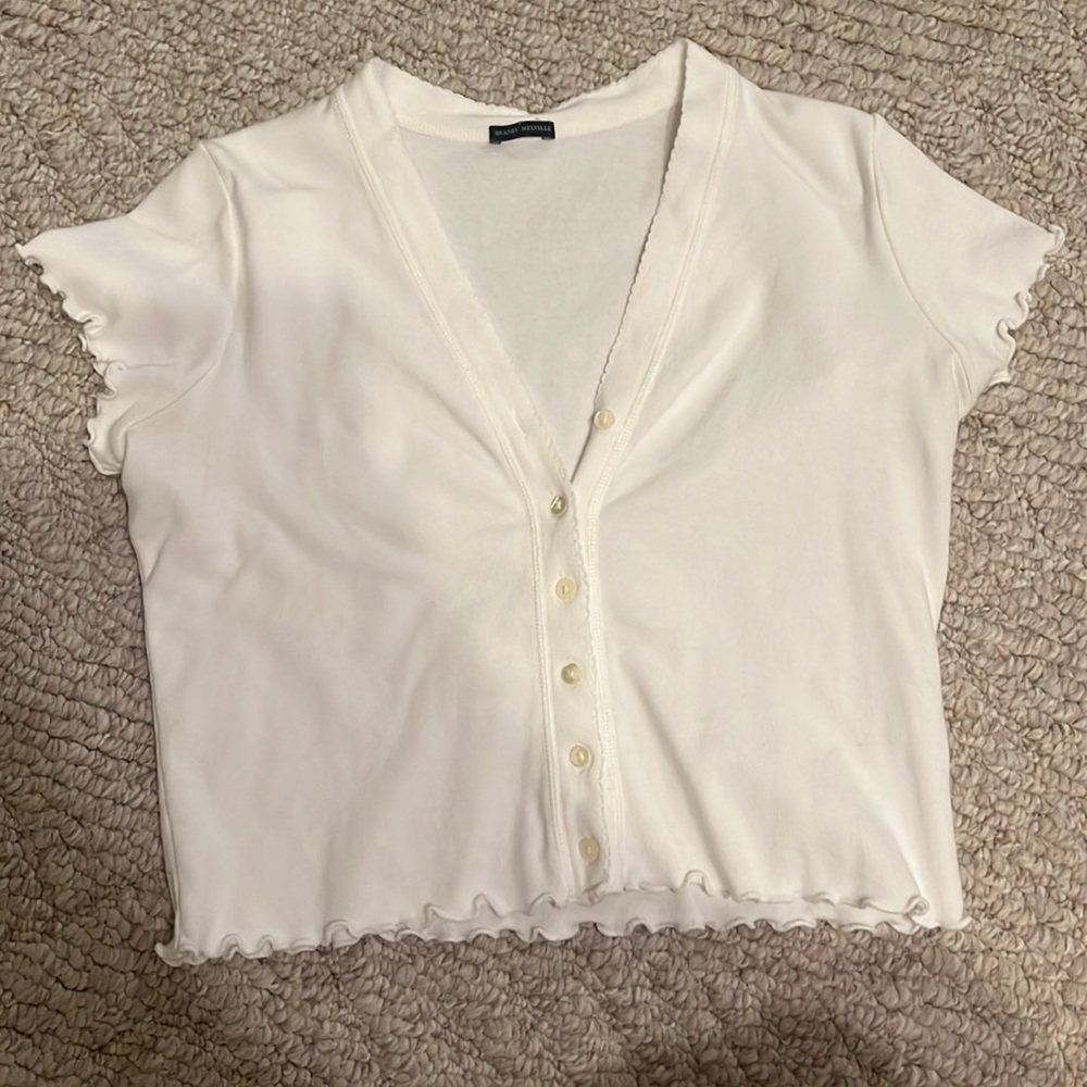 Brandy Melville White Button Up Tee